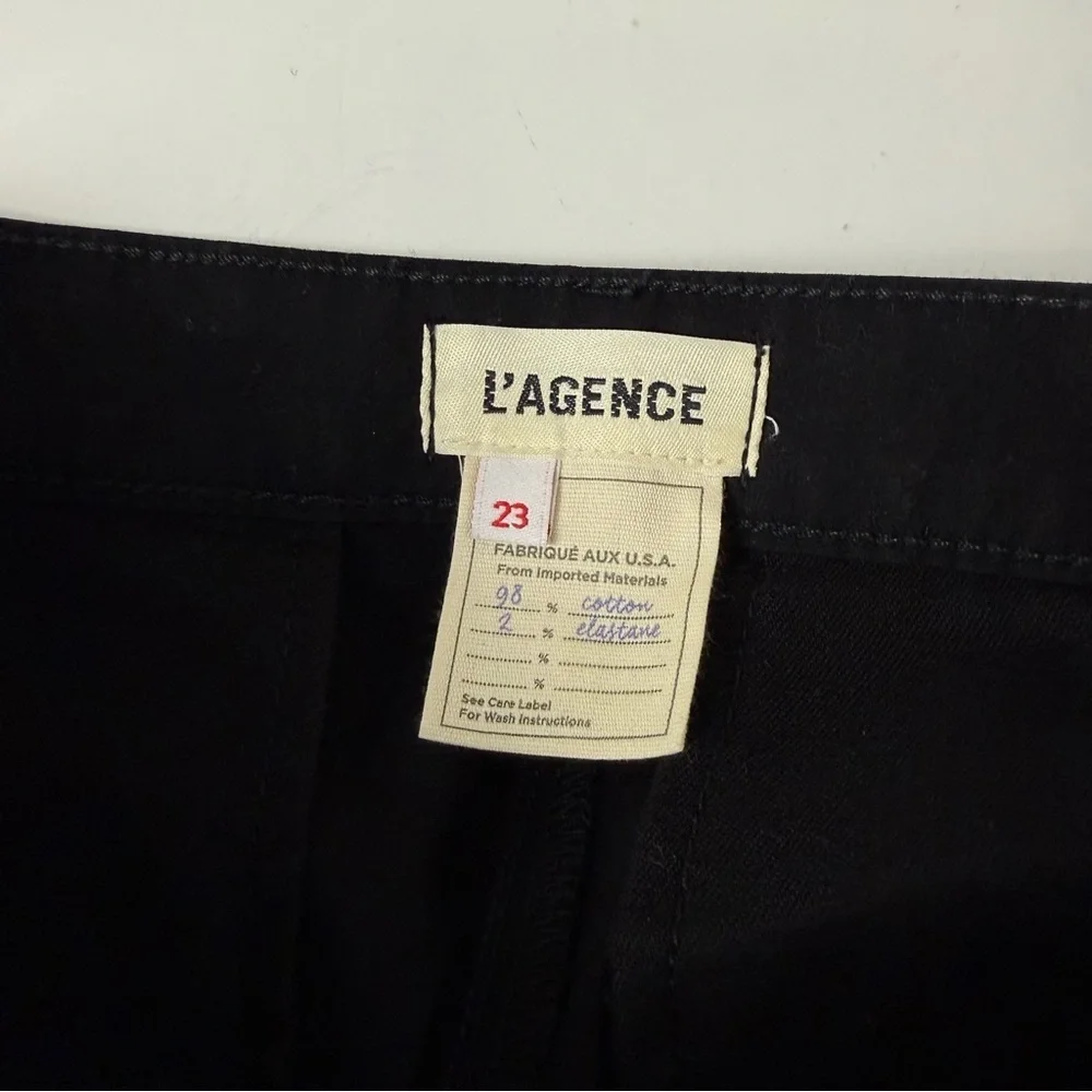L'Agence Pants Womens 23 Black Mirabel Mid Rise Flight Pant Elastic Hem Cotton